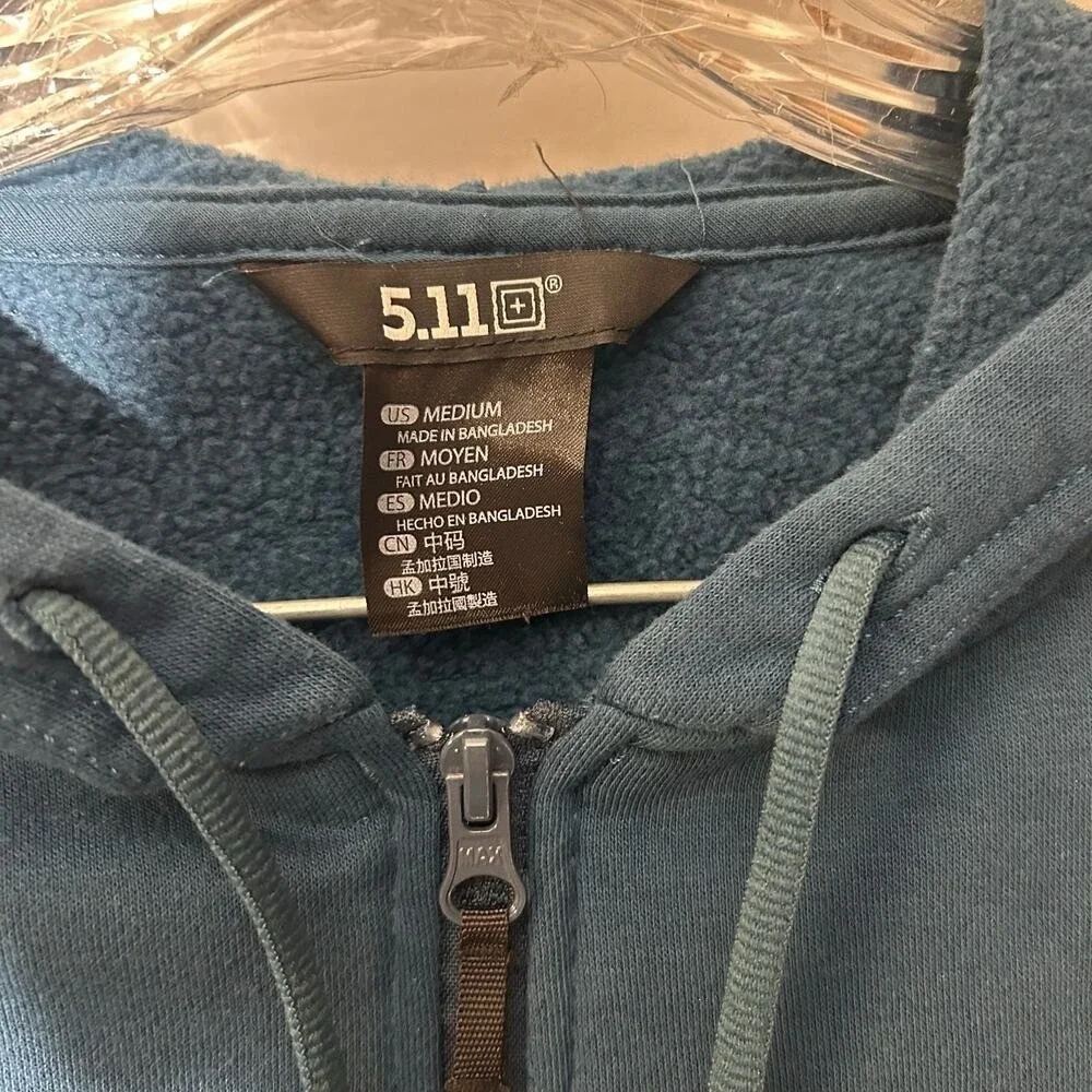 5.11 Tactical Engage Fleece Full Zip Blue‎ Hooded Sweatshirt Men's Size Medium